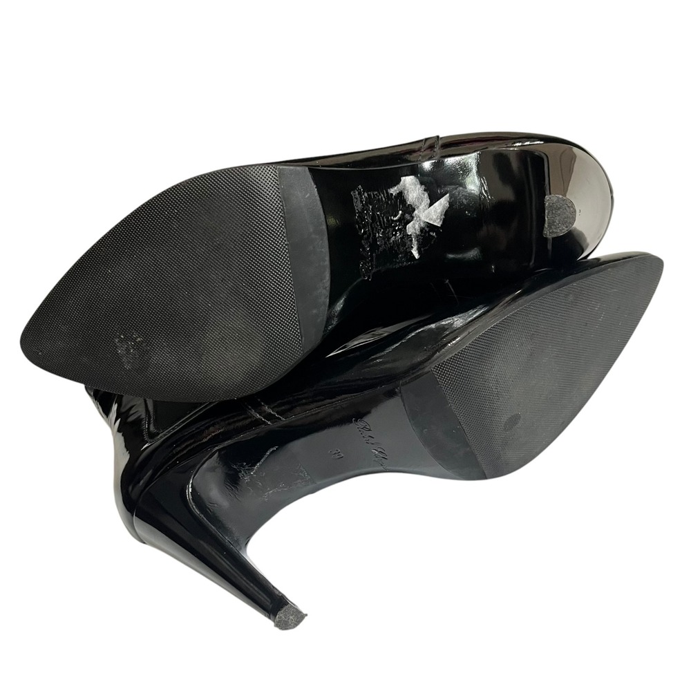 Robert Clergerie Black Patent Leather Pointed Toe Chelsea Bootie Heels Womens 39 - Picture 4 of 14